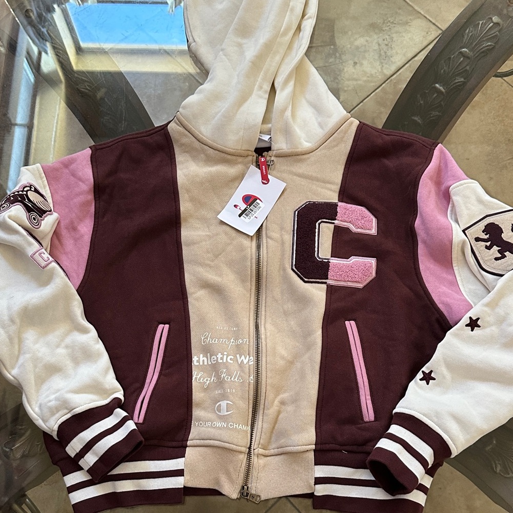 Champion Two-Tone Varsity hooded jacket NWT
